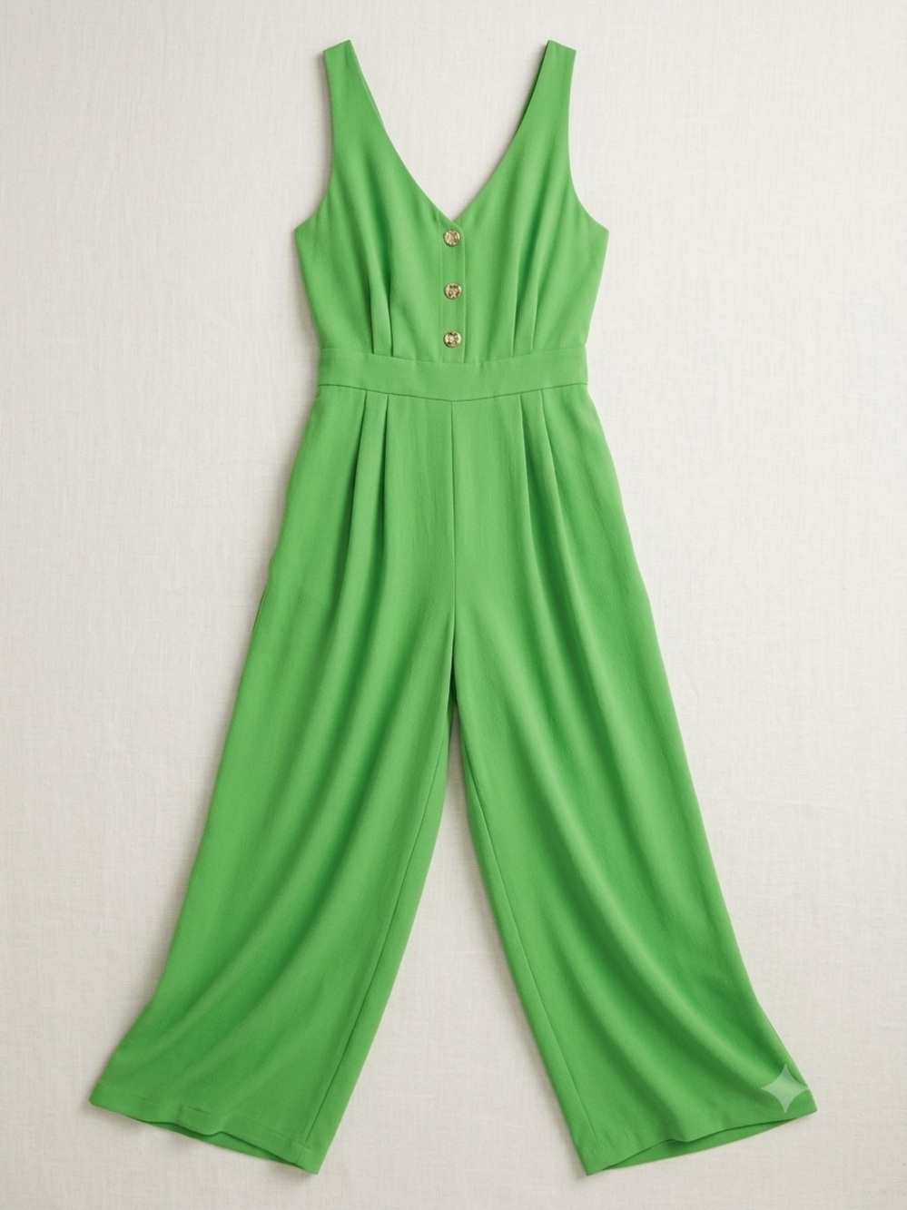 Green V-Neck Wide-Leg Jumpsuit